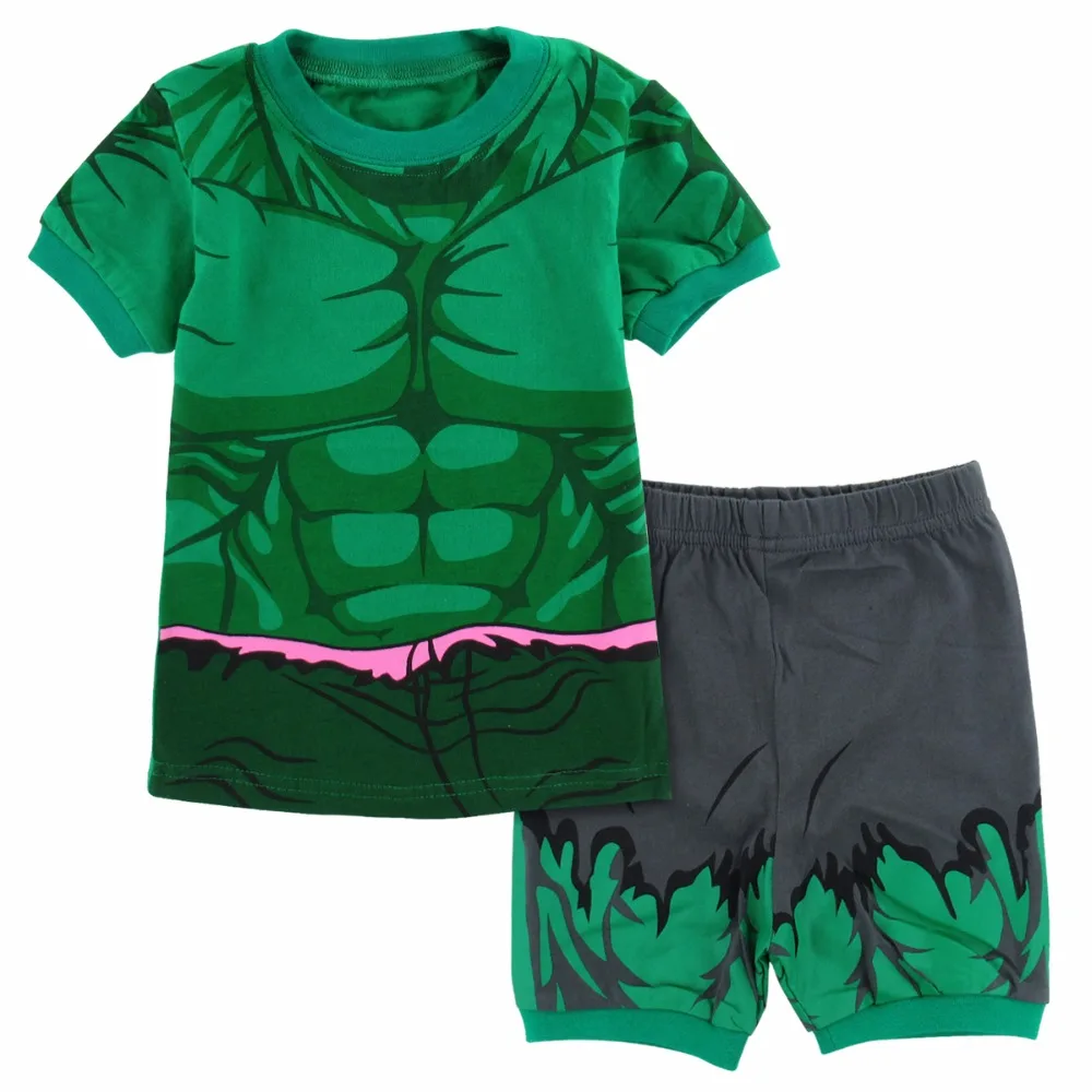 Детский костюм Человека-паука для мальчиков, пижамы, Детская одежда для сна с супергероем, пижамы для косплея, детские летние пижамы «Капитан Америка», комплект Халка