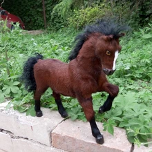 Большая Коричневая игрушечная лошадь из полиэтилена и меха, креативная модель лошади, кукла, подарок около 30x36 см 1322