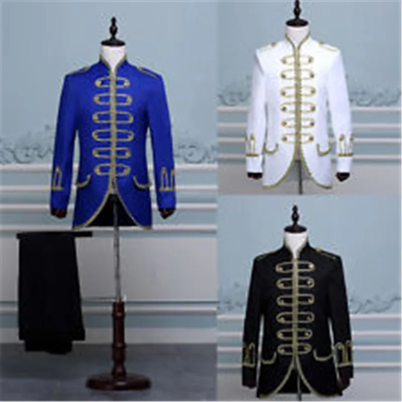 

Drop Shipping King Prince Renaissance Medieval Men Cosplay Costume Uniform Coat+Pants Full Set XS-XL