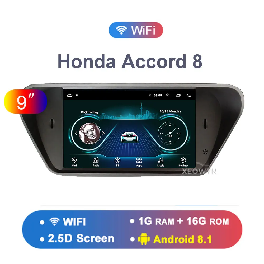 Android 8,1 автомобильный радиоприемник четырехъядерный для honda Accord 8 corsour Europe 2008-2013 gps навигационный плеер радио мультимедиа wifi - Цвет: WIFI