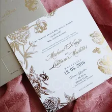 Cocostyles пользовательские Премиум Золотая фольга Цветочные пригласительные карты с золотым фольгирующимся конвертом для Королевского стиля свадебной вечеринки