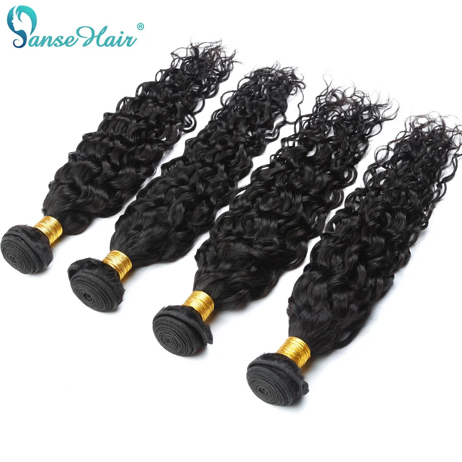 

Panse Hair 100% Human Hair Weaving Water Wave Extension Customized 8-30 Inches 3 Bundles Per Lot Non Remy Natural Black Hair