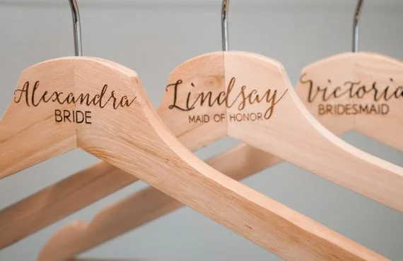 Custom gifts white coat party wire, wood wedding dress hangers