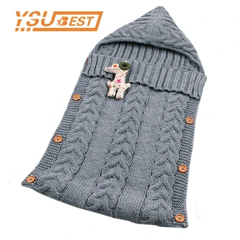 

2018 Baby Winter Stroller Sleep Sack Newborn Toddler Hoody Sleeping Bags Autumn Wrap Warm Knitted Envelope for Infant Boys Girls
