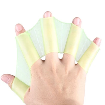 Hot 1 Pair Frog Silicone Hand Swimming Fins Handcuffs Flippers Swim Palm Finger