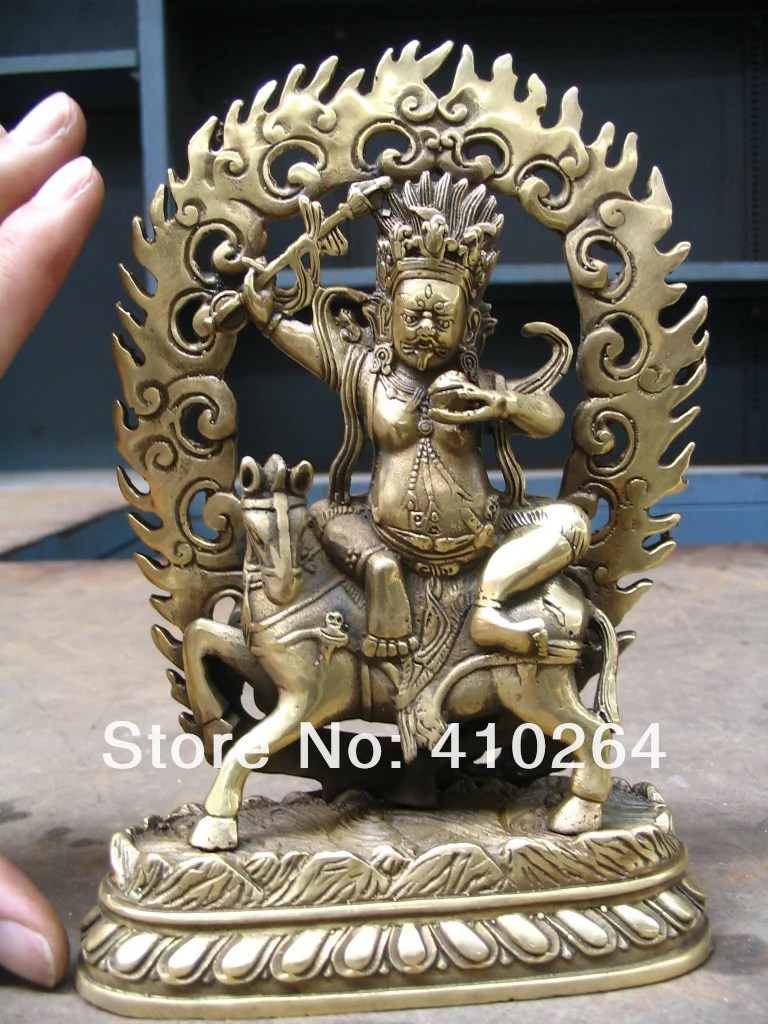 

[Nice Discount ] 20cm good luck Buddha on horse Bronze Statue