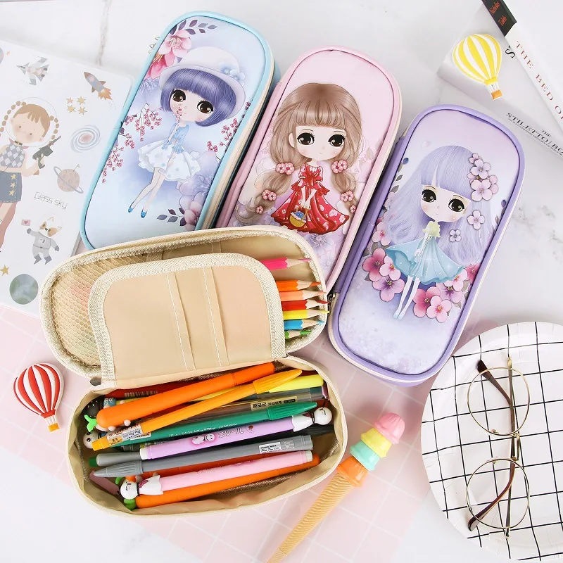 Девушка Пенал школьный принадлежности Trousse Scolaire Stylo Estuche Escolar Kalemlik Pencilcase Kalem Kutusu Estuche Box Cute