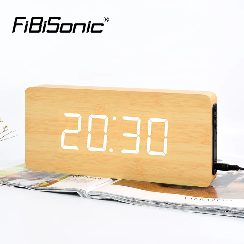 

FiBiSnonic Wall Clock Modern Design LED Digital Wall Watch Calendar Temperature Home Decor Nixie Clocks