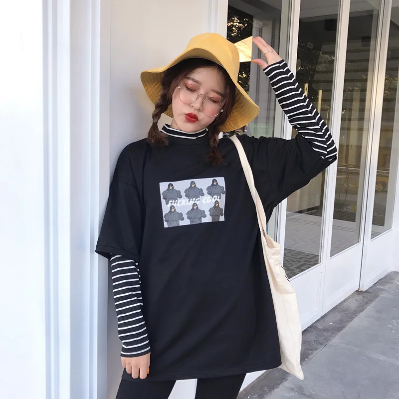 Harajuku футболка с длинными рукавами сезон весна Новинка В стиле Кей поп для женщин