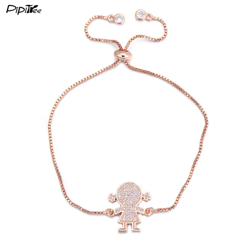 

Pipitree Girls and Boys Charm Couple Bracelets for Lovers Women Men Rose Gold Color CZ Crystal Bracelet Chain Jewelry Wristband