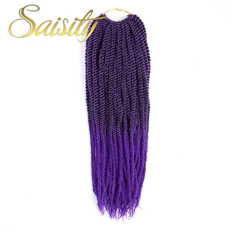 Saisity 14 дюймов 18 дюймов Омбре синтетические плетеные волосы тонкие Сенегальские вязанные крючком спиральные косы 30 прядей/упаковка 1 упаковка - Цвет: T1B/фиолетовый