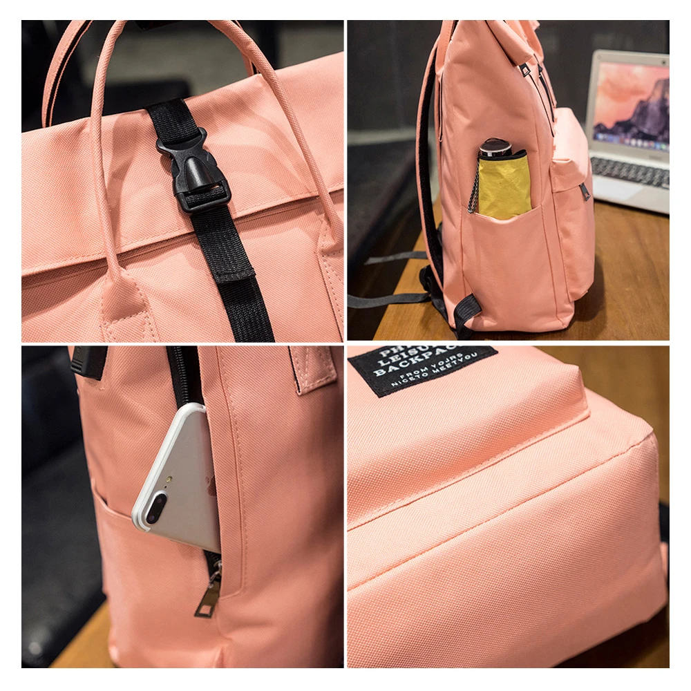 TTOU mujeres externa USB Mochila de lona Mochila Escolar portátil Mochila