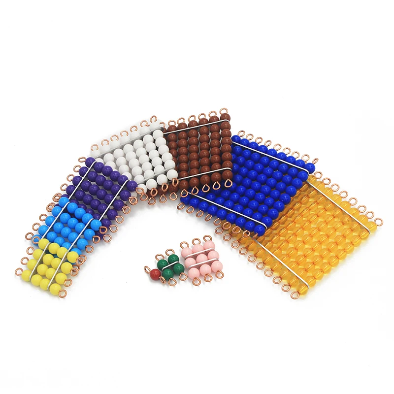 Детские игрушки Монтессори Математические игрушки Красочные Бусины лестницы преподавания квадратный 1 до 10 Дошкольное раннего обучения