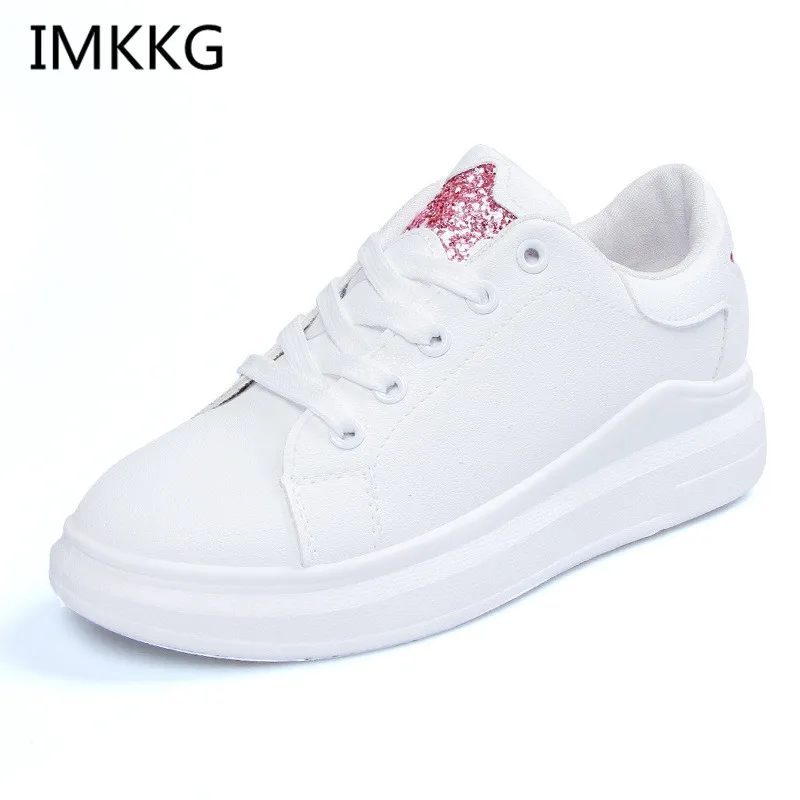 

Women Shoes White Vulcanize Shoes 2019 Spring Summer Sneakers Women 5 Star Platform Tenis Feminino Women Casual Shoes A00021