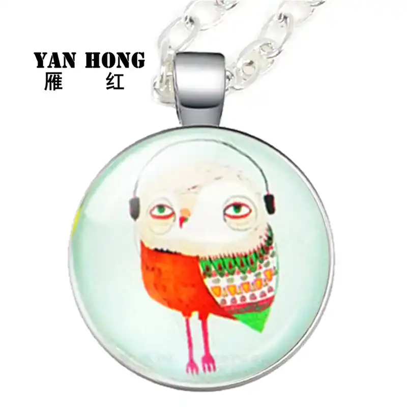 Стекло модное Кристальное ожерелье ручной работы, сова мультфильм дизайн. Сова-символ мудрости и мужества. Это подарок на день рождения
