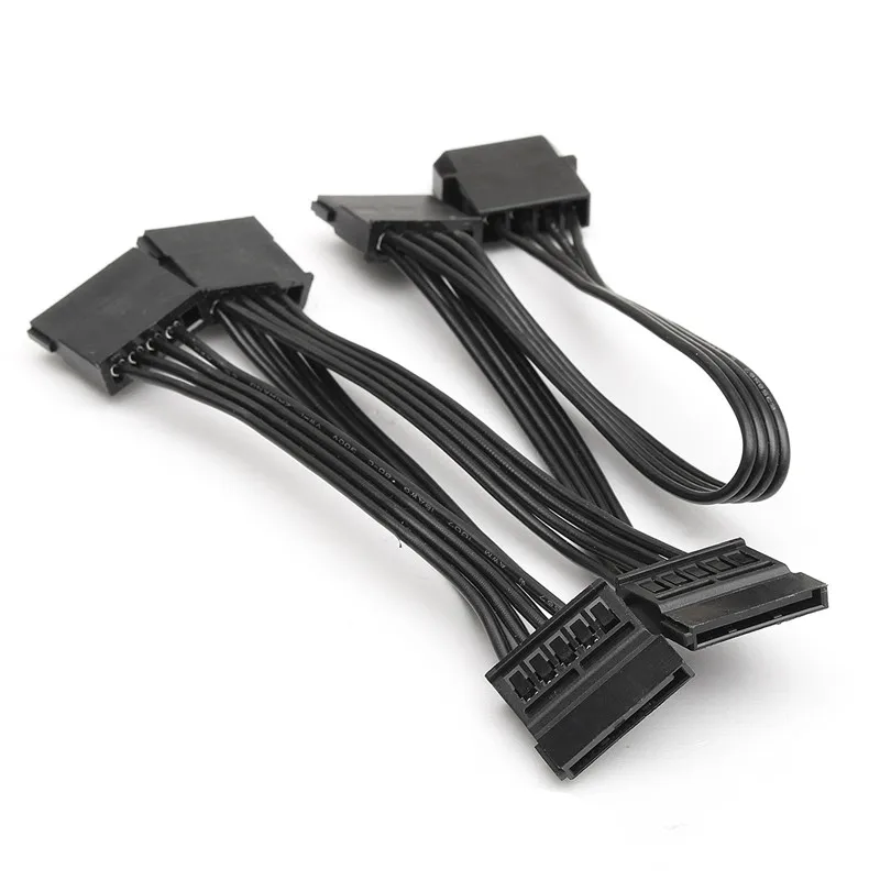 عالية الجودة 4pin ide موليكس pc الكمبيوتر القرص الصلب الإناث 1 إلى 5 sata الخائن امدادات الطاقة محول تحويل كابل الحبل الأسود