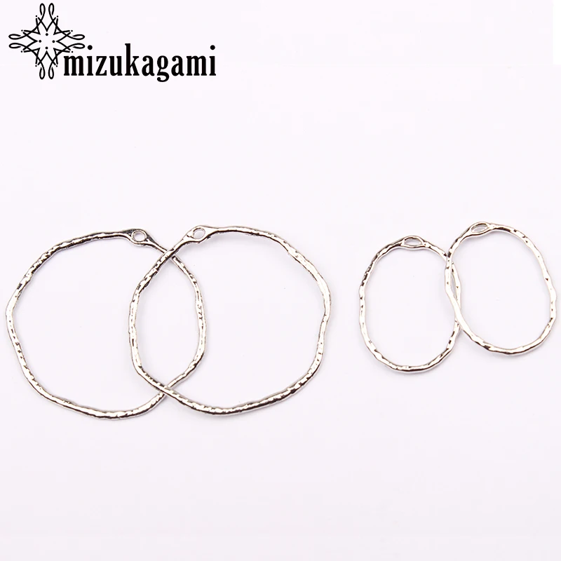 

2018 New Zinc Alloy Silver Big Geometric Round Circle Porous Connector Charms For DIY Necklace Earrings Jewelry Accessories