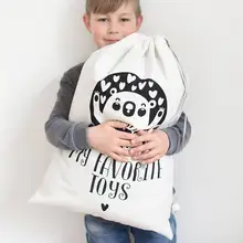 Пользовательские текстовые рождественские мешки Санта-Клауса, детские сумки для хранения, холст, Подарочная сумка для игрушек, Новогодний День рождения, хлопок, сумка для хранения на шнурке