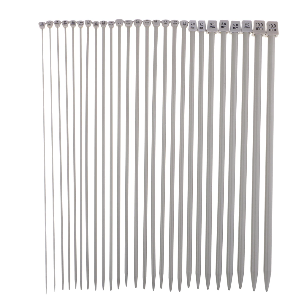 

26 Pieces 35cm Stainless Steel Staight Single Pointed Knitting Needles for Sweater Scarves Knitting