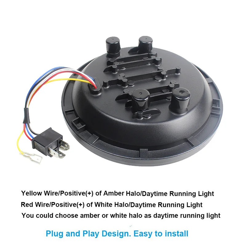 FADUIES 7 40W Motorcycle LED Headlight Angle Eyes with Amber Signal For Harley Davidson Jeep Wrangler Models with 7 headlight (2) 12