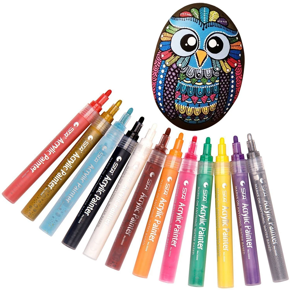 

STA 12 24 Colors Acrylic Paint Marker Sketch Stationery Set For DIY Manga Drawing Marker Pen School Student Painter Supplies