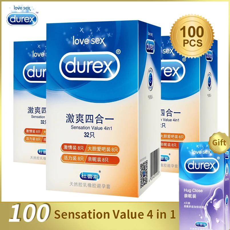 Najtaniej Durex prezerwatywy 100 64 32 sztuk Box Natural Latex Smooth smarowane antykoncepcja 4 rodzaje prezerwatywy dla mężczyzn sex zabawki hurtownie