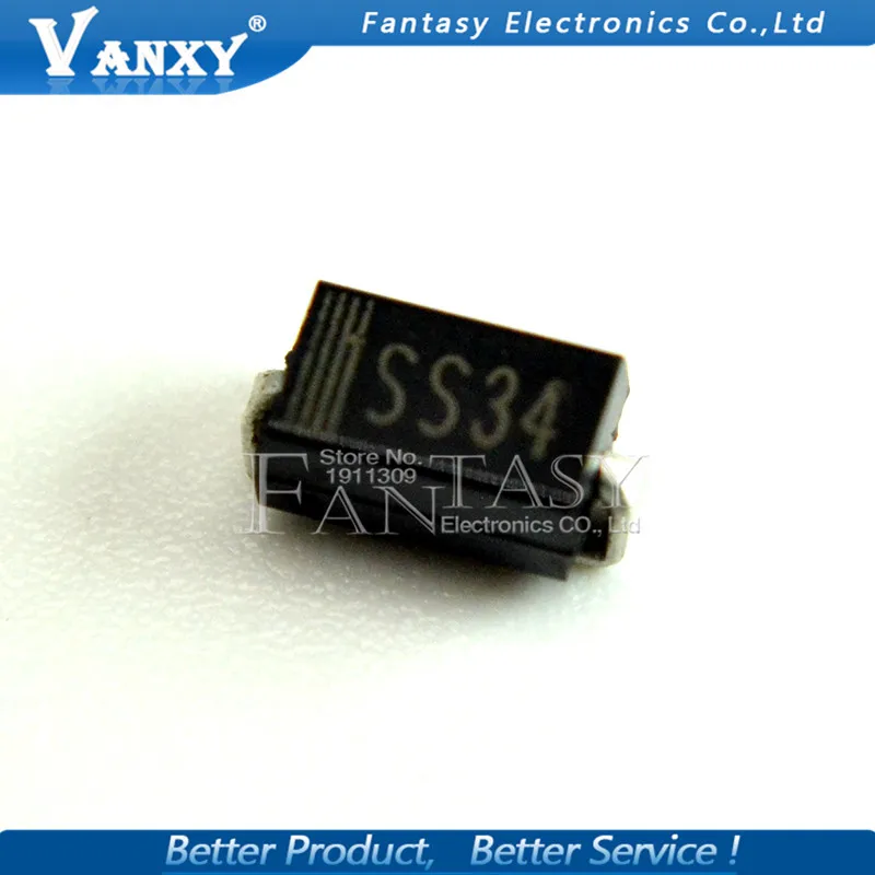 100pcs/lot 1N5822 SMA SS34 SMD do-214ac IN5822 Schottky diode ss34 in Stock 