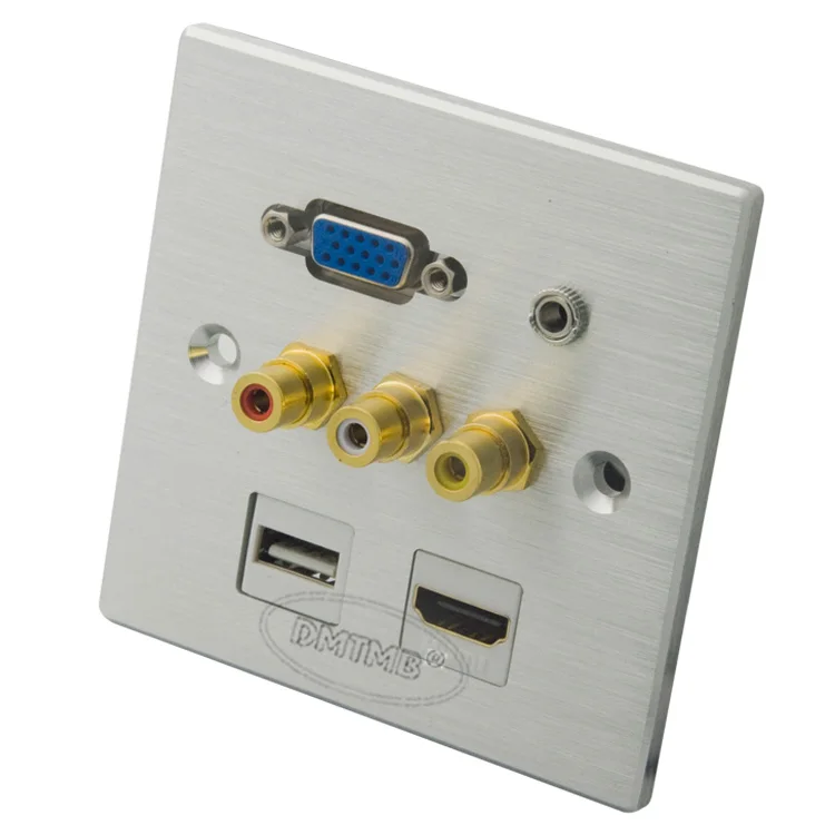 Алюминиевая настенная пластина HDMI с VGA аудио 3 5 мм 3RCA AV USB и поддержкой DIY|hdmi wall