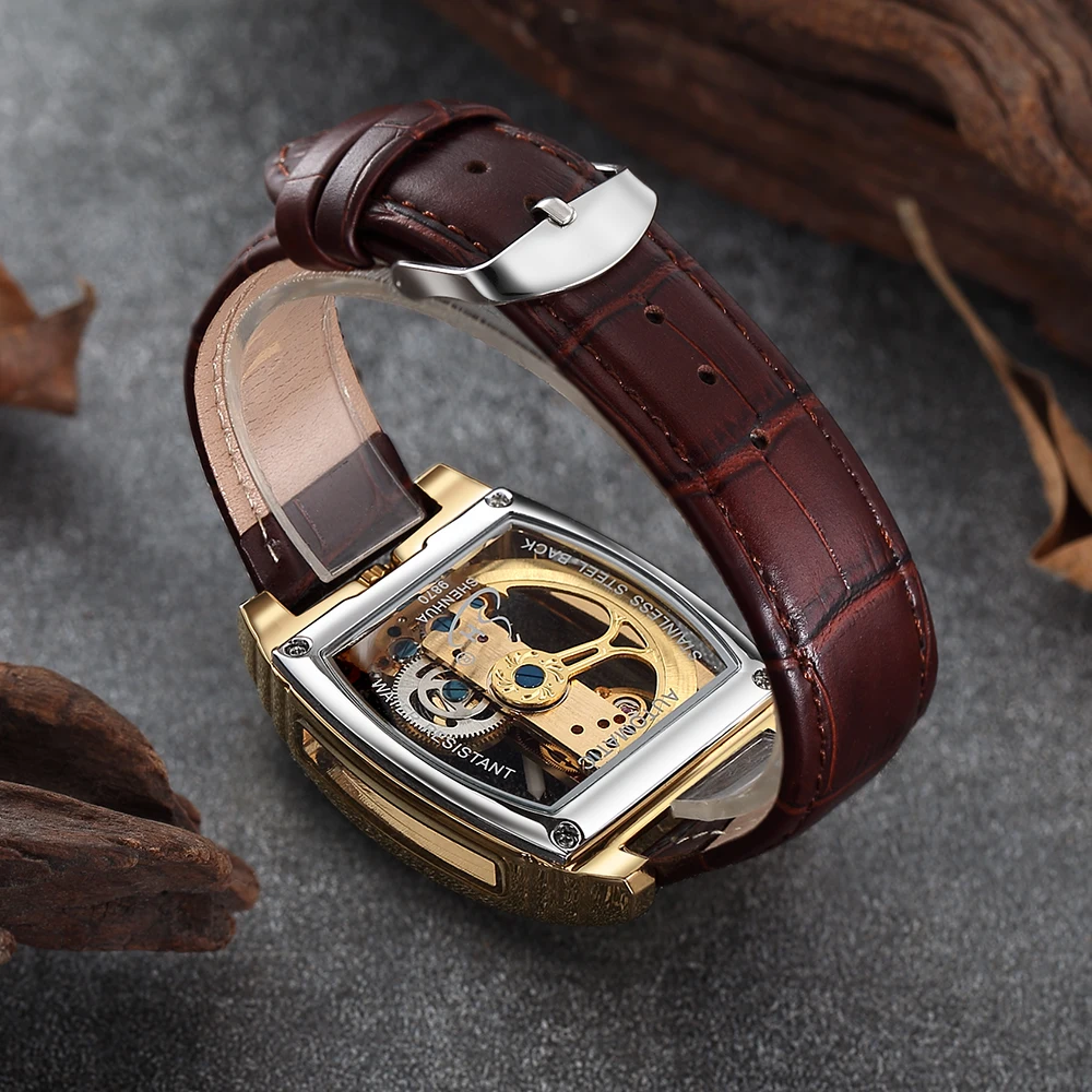 Прозрачные мужские часы механические Автоматические наручные часы с кожаным ремешком Лидирующий бренд стимпанк с автоматическим подзаводом мужские часы montre homme