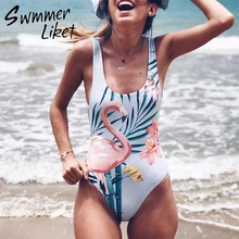 Тропический Принт набор бикини Полосатый боди цельный женский купальник женский купальный костюм модная летняя пляжная одежда