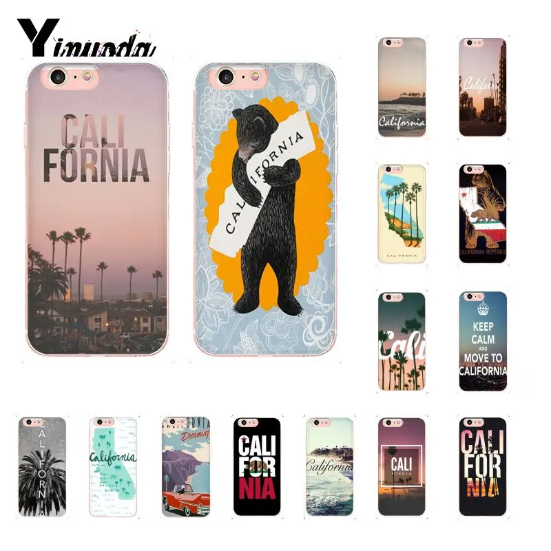 California Travel Pattern TPU Soft Phone Case for iPhone 13 8 7 6 6S Plus X XS MAX 5 5S SE XR 10 Cover | Мобильные телефоны и
