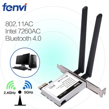 

Desktop Dual band 867Mbps 802.11ac 7260nNGW AC1200 Wireless PCI-E Wifi Bluetooth Card PCI Express Antenna Adapter Wi-fi+BT 4.0