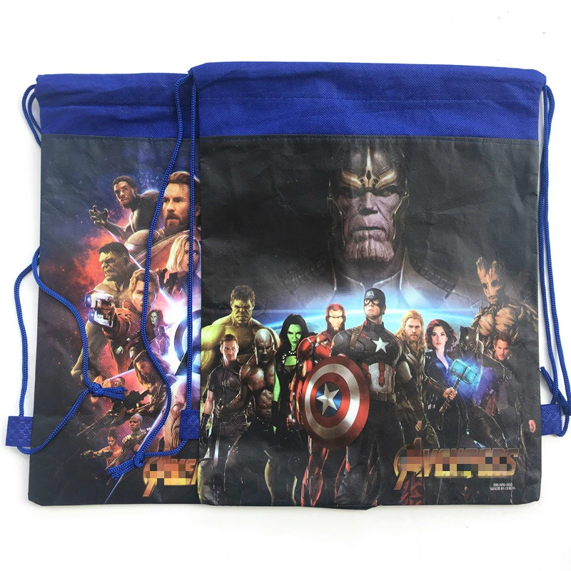 

2018 New 20pcs Avenger hero non-woven fabrics bags drawstring backpack,schoolbag gift bags 37*24cm