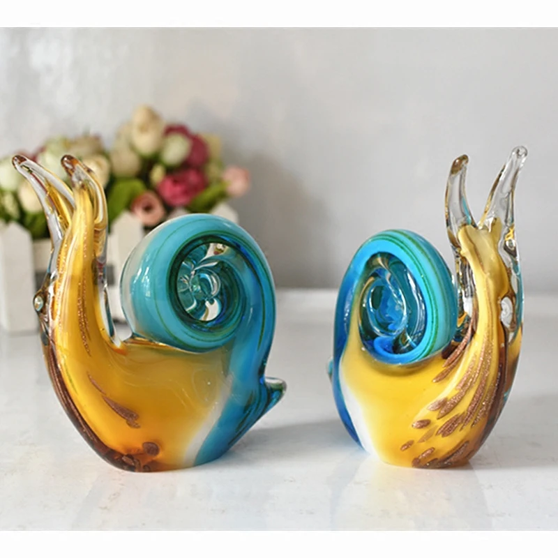 

Colored glaze snail Crafts Living Room Desktop glass Ornaments Figurines nordic style Home Wedding Party Decor Gifts Souvenir