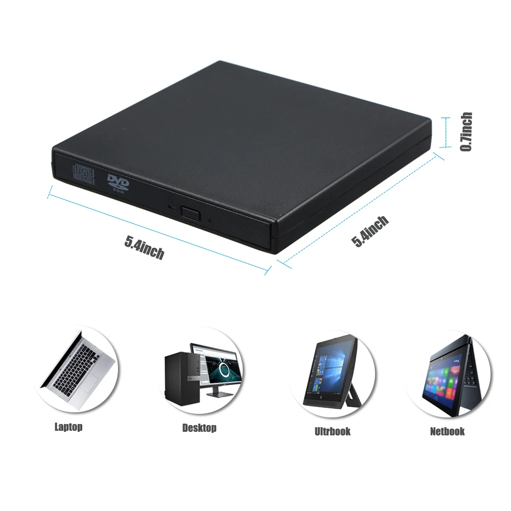 Docooler USB плеер для Windows внешний dvd-плеер CD ридер плеер для Laptpo DVD-ROM