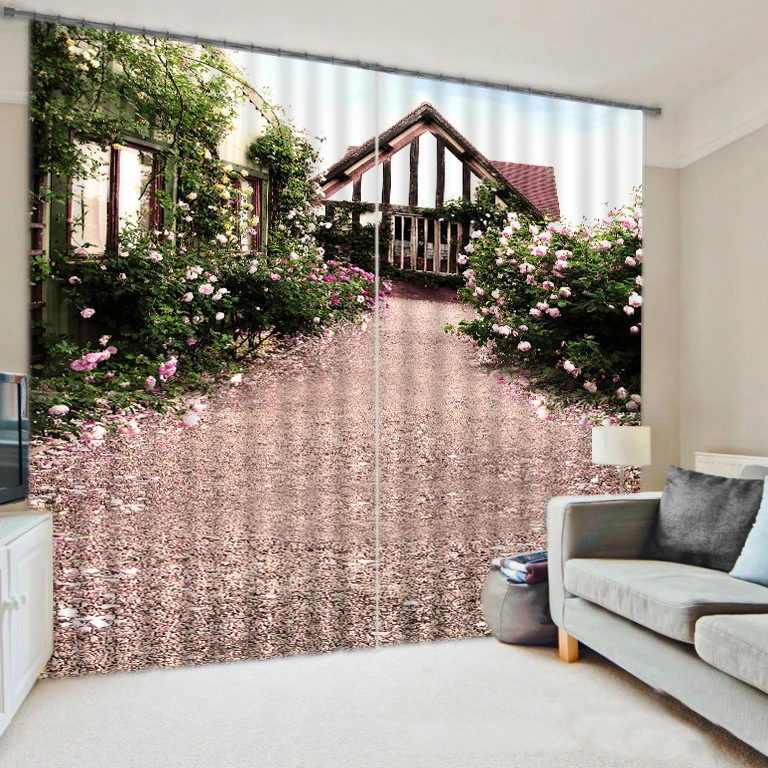 

3D Blackout Window Curtains 2 Pieces Modern Printed Printing Flowers Curtains For Bedroom and Living Room Window Curtain