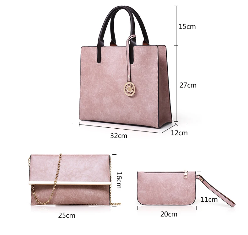 VMOHUO Women Bags Set 3pcsset Leather Handbag Women Large Tote Bags Ladies Shoulder Bag Handbag Messenger Bag Purse Sac a Main (12)