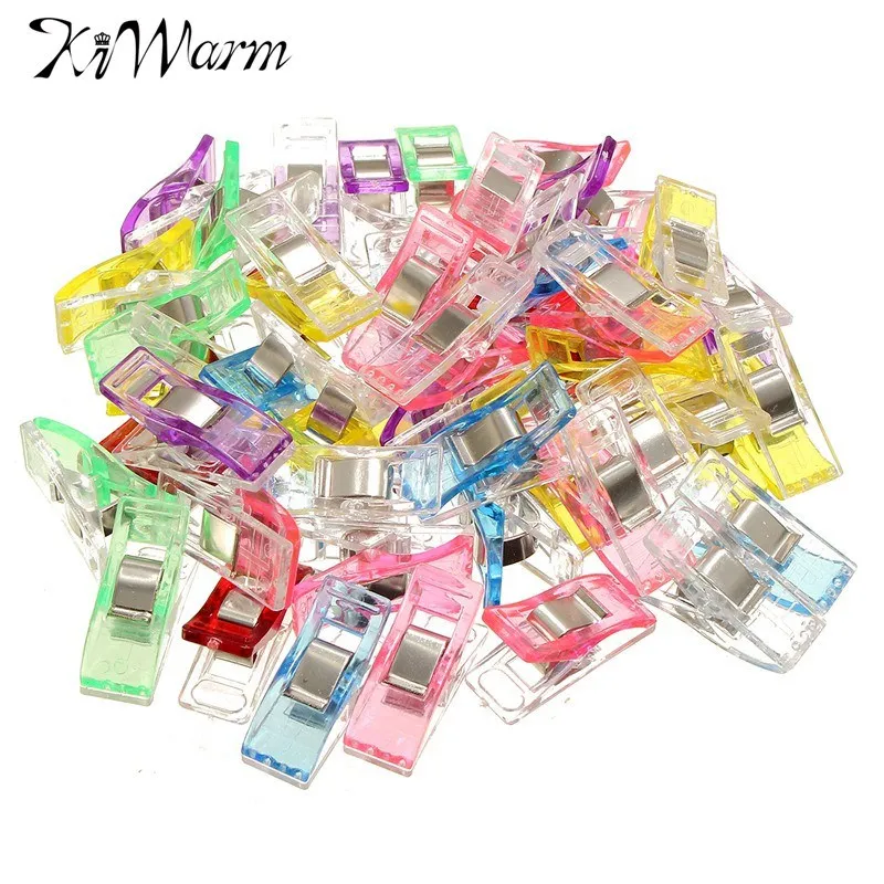 

50Pcs/set Fixed Clips Multifunction Small Plastic Clip for Fabric Quilting Craft Sewing Knitting Crochet Axe Folder Color Random