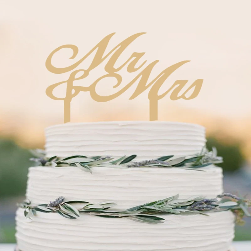 Mr and Mrs - Cake Decor Bride Groom-Rustic Wedding Topper Personalized Monogram | Дом и сад