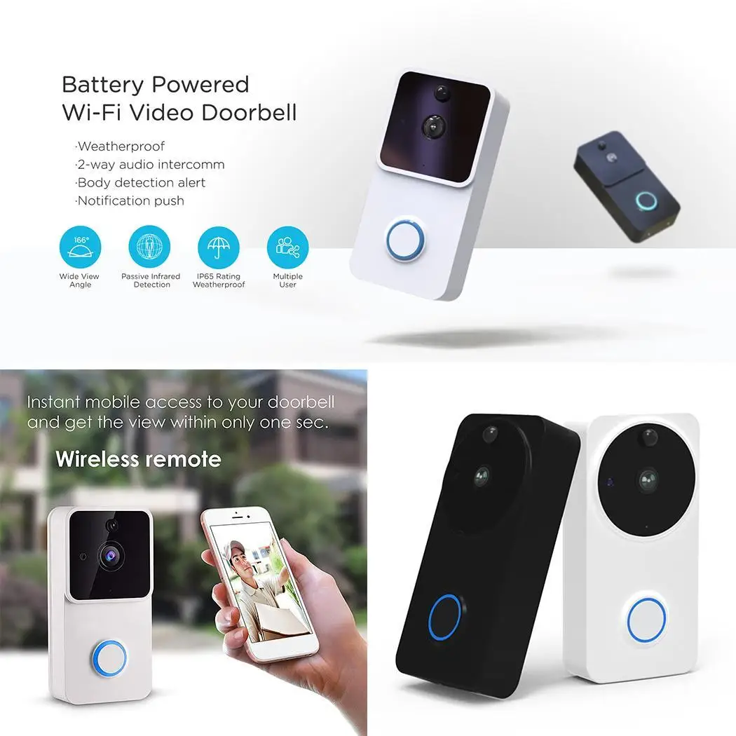 

Low Power Smart Wireless Video Doorbell HD 1080P Kit Wifi with Dingdong, without Dingdong Remote Intercom