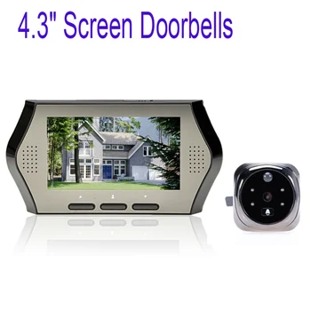 

4.3 "Wide Screen Peephole Viewer Camera DVR Motion Detection IR Lens Digital Doorbell Door Viewer Door Silver