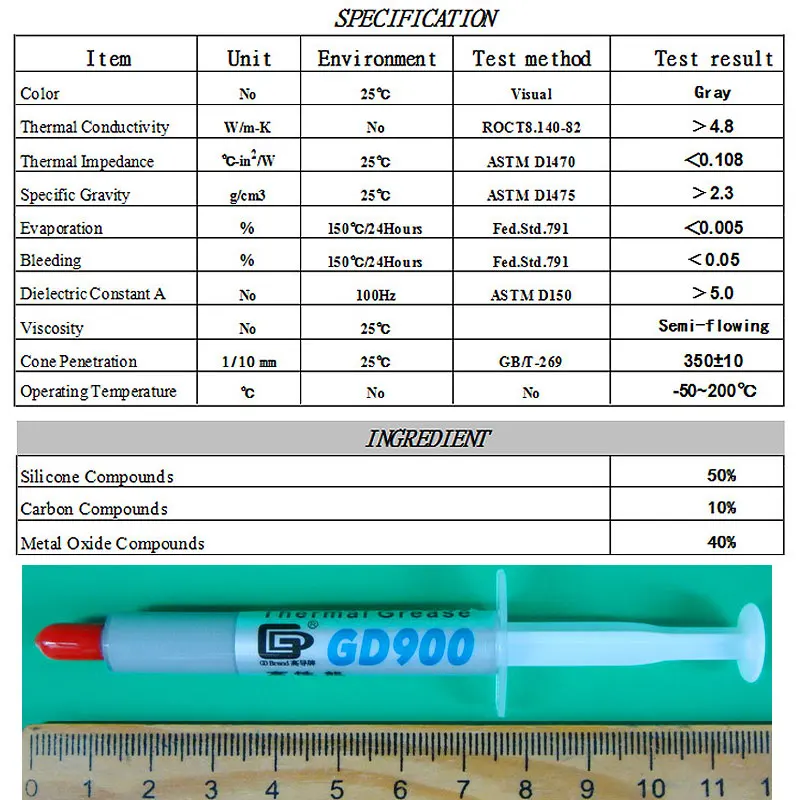 Г 5 шт. GD900 7 г термальность проводящая смазка паста силиконовые пластырь теплоотвод соединение высокая эффективность серый чистая Вес г