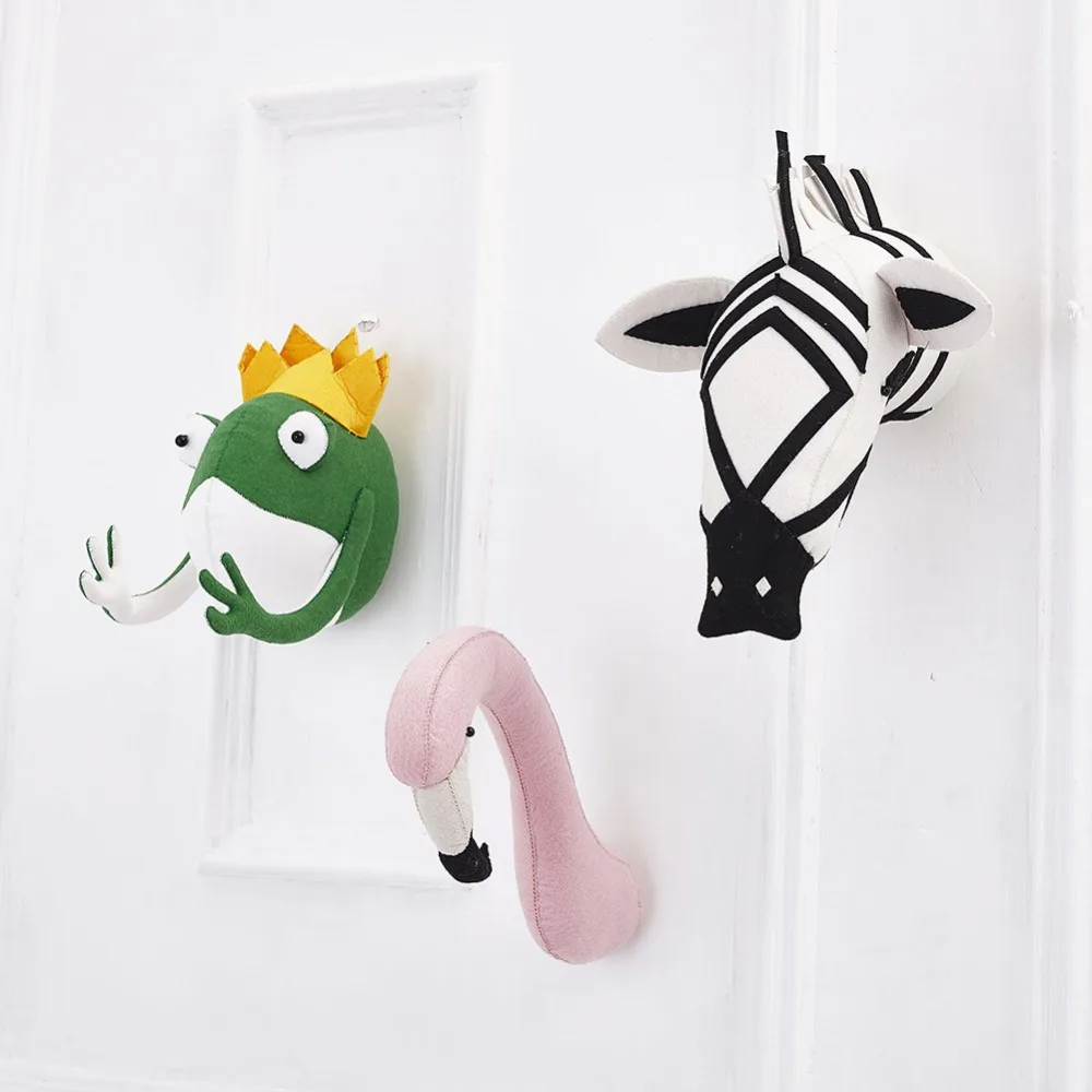 C плюшевые игрушки голова кукла Фламинго Жираф лиса Зебра игрушечный слон с наполнением дети спальня настенные декорации подарок для детей