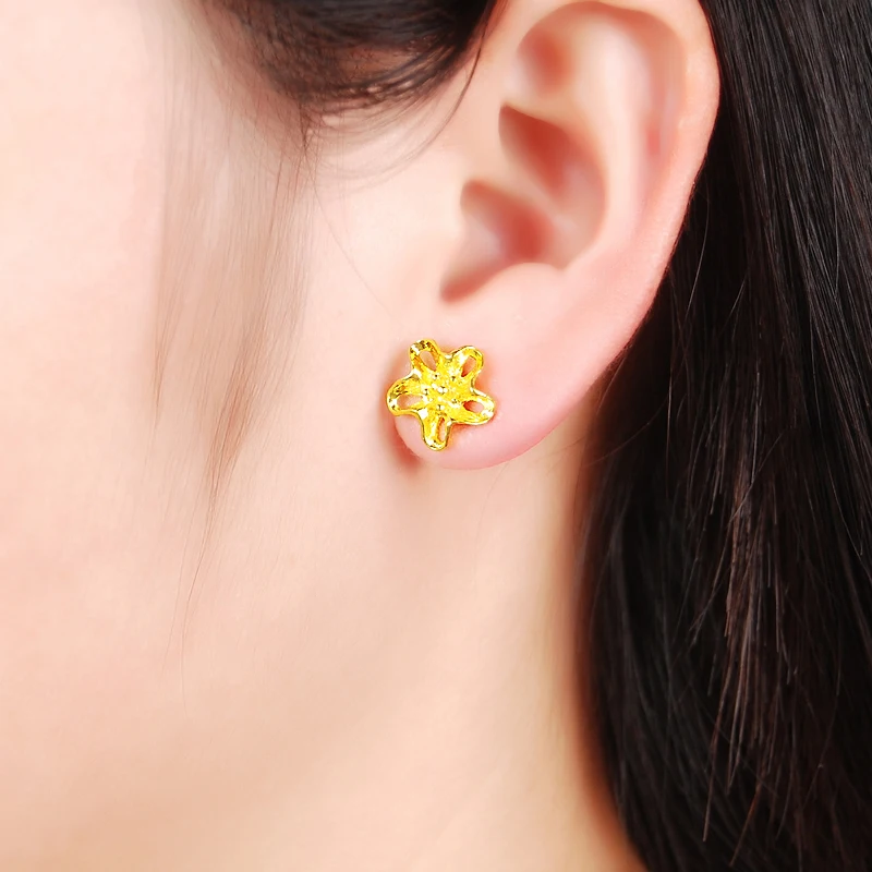 

1Pair 24K Gold Color Plating Stud Earrings High Quality Diy Jewelry Accessories Female Luxury Wedding Pendientes Jewelry Gifts