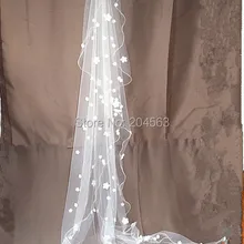 Одно Слои белого или цвета слоновой кости с длинным свадебная фата тюль вуаль для невесты с цветами