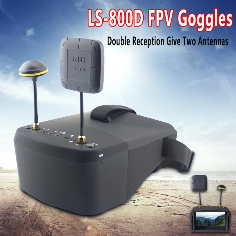 Очки FPV с видеорегистратором 5 8 ГГц 40 каналов 4 3 дюйма дюймов 854*480 HD аккумулятор 2000
