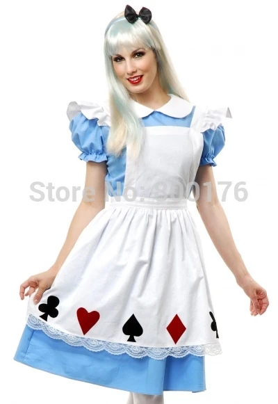 

FREE SHIPPING Hot Sale Alice In Wonderland Dress Maid Cosplay Fantasia Carnival Halloween Costumes For Women Plus Size S-2XL