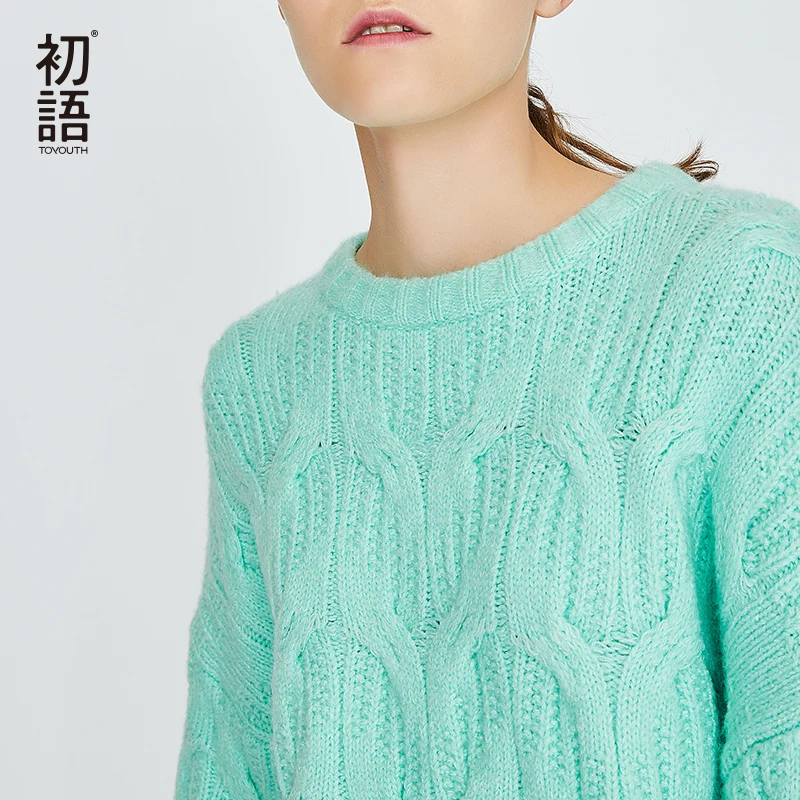 Toyouth Winter Frauen Gestrickte Pullover Lässige Warm Dicken Pullover Oansatz Lose Weibliche Tops Langarm Harajuku Pullover 2019