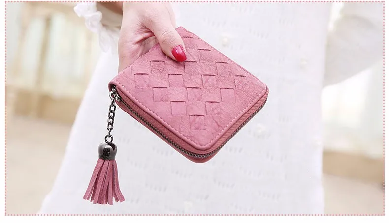Женский кошелек мини-сумочки для монет держатели Multifunction Weave молния сумка клатч опрятный наличные с отделением для карты карта сумка подарок для девочек