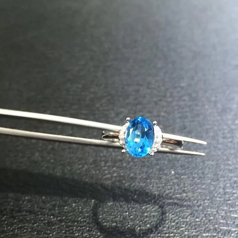 Qi Xuan_Blue Stone модные ювелирные изделия Rings_Finger Rings_S925 Твердые серебряные модные синие кольца производитель прямые продажи